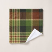 Groen bruin en beige handdoekset bad handdoek (Wasdoekje)