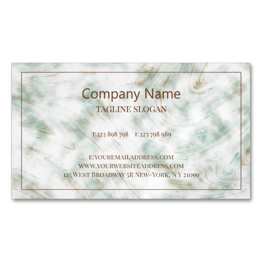 Groen bruin en wit gemarmerd magnetisch visitekaartje (Voorkant)