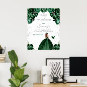 Groen Bruin Haar Prinses Verjaardag Welkom Poster (Thuiskantoor)