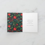 Groen Bruin Kerst Bloem Motief Foto Gelukkig Feestdagen Kaart (Binnen)