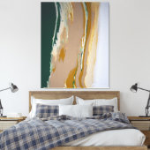 Groen Bruin Neutral Fluid Art Abstract Modern Canvas Afdruk (Insitu (Slaapkamer))