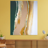 Groen Bruin Neutral Fluid Art Abstract Modern Canvas Afdruk (Insitu (Woonkamer))