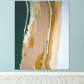 Groen Bruin Neutral Fluid Art Abstract Modern Canvas Afdruk (Insitu (Houten vloer))