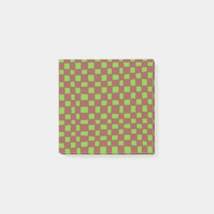 Groen Bruin Schaakbord Aardse Geruit Patroon Post-it® Notes
