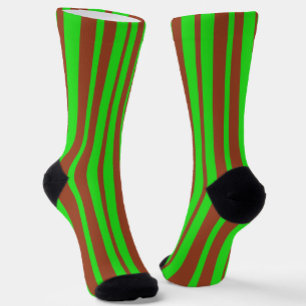 Groen Bruin Stijlvolle Strepen Patroon Ontwerp Sokken