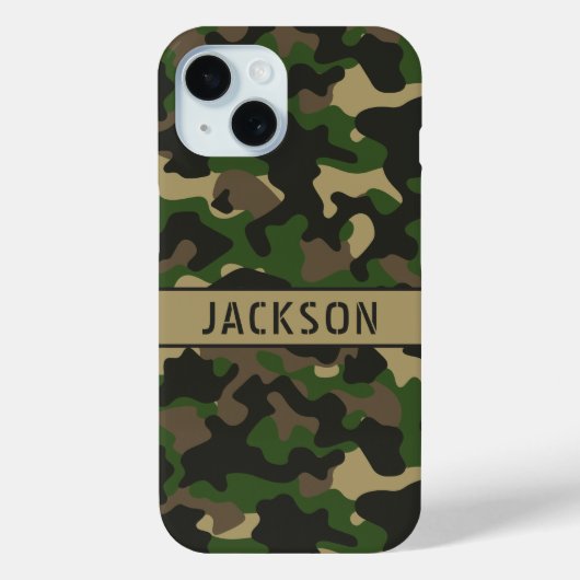 Groen Bruine Camouflage Gepersonaliseerd Case-Mate iPhone Case (Achterkant)