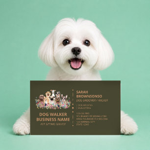 Groen Bruine Hond Wandelsdienst Boutique Huisdier Visitekaartje