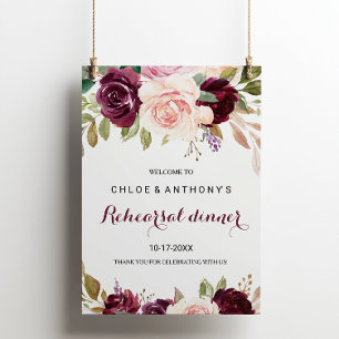 Groen Burgundy Floral Rehearsal - Welkom Poster