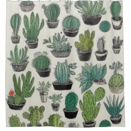 Groen cactussen patroon douchegordijn