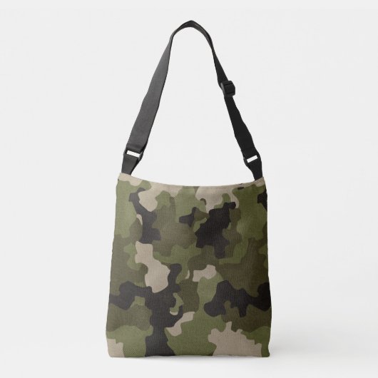 Groen  Camo Realistisch Grunge Effect Crossbody Tas (Voorkant)
