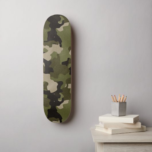 Groen  Camo Realistisch Grunge Effect Skateboard (Muurkunst)
