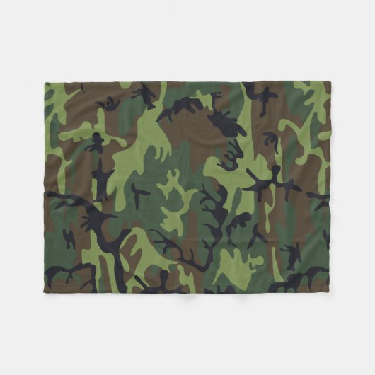 Groen camouflagepatroon, militair patroon, leger fleece deken (Voorkant (Horizontaal))