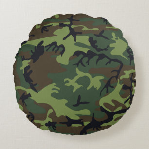 Groen camouflagepatroon, militair patroon, leger rond kussen
