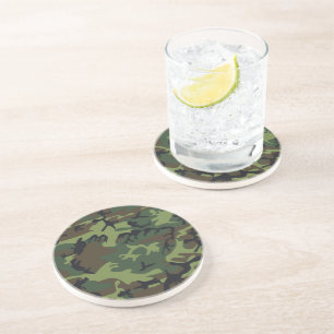 Groen camouflagepatroon, militair patroon, leger zandsteen onderzetter