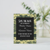 Groen camouflagepatroon save the date aankondigingskaart (Staand voorkant)
