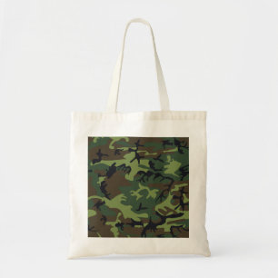 Groen camouflagepatroon tote bag