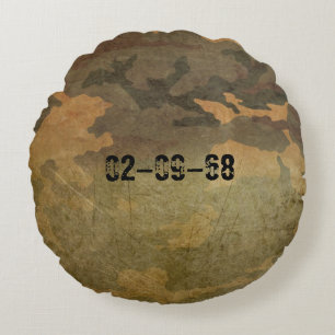 Groen camouflagepatroon vintage V2.0 Rond Kussen