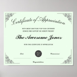 Groen Certificaat van Waardering Aangepast Logo Poster