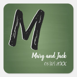 Groen Chalkboard Rustic Old School Budget Value Vierkante Sticker