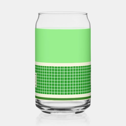 Groen chequemonogram blikvorm glas (Rechts)
