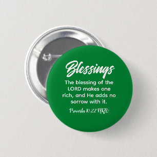  Groen Christelijk Geloofszegeningen Bijbelvers Ronde Button 5,7 Cm