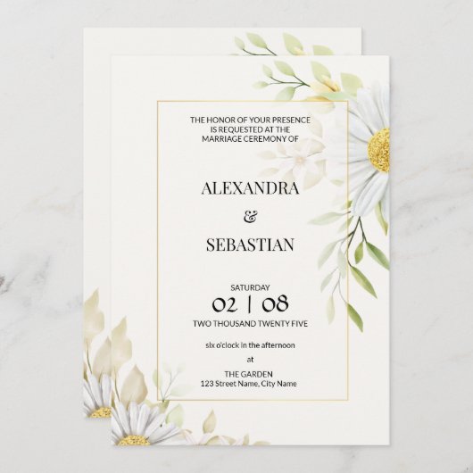 groen chrysant bruiloft uitnodiging (Voorkant / Achterkant)