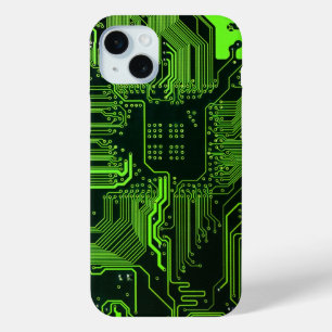 Groen computercircuit kool iPhone 15 mini hoesje
