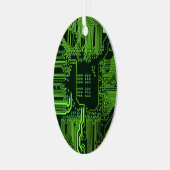 Groen computercircuit kool metalen ornament (Voorkant links)