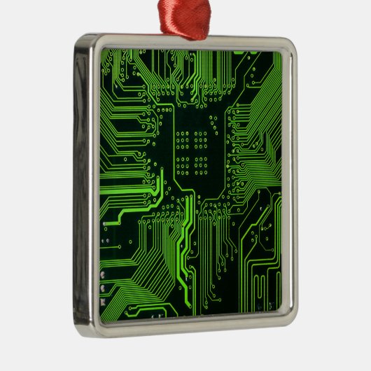Groen computercircuit kool metalen ornament (Rechts)