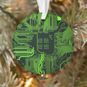 Groen computercircuit kool ornament