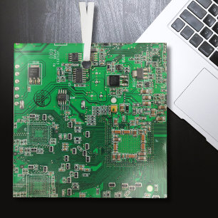 Groen computercircuit voor geek circuit glas ornament