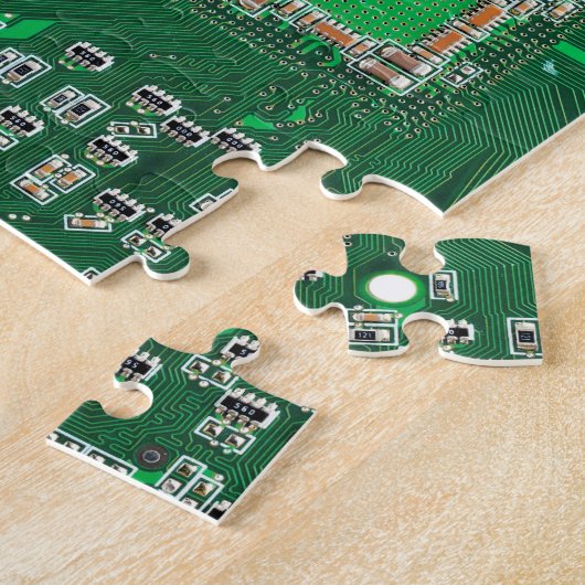 Groen computercircuit voor geek circuit legpuzzel (Zijkant)