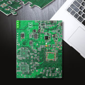 Groen computercircuit voor geek circuit legpuzzel