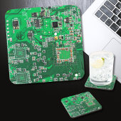 Groen computercircuit voor geek circuit onderzetter