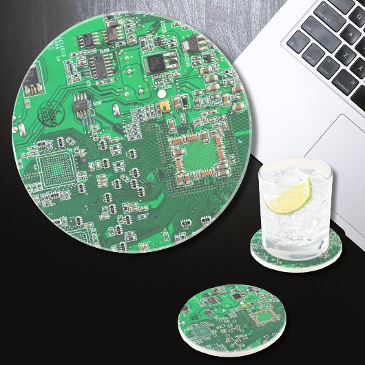 Groen computercircuit voor geek circuit zandsteen onderzetter