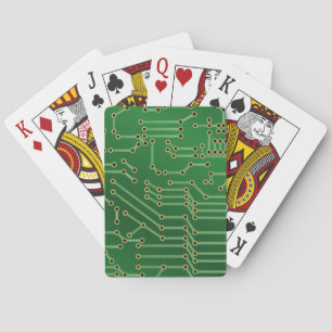 Groen computercircuit voor kool pokerkaarten