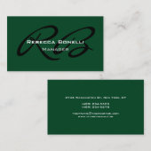Groen Creative Trendy Plain Monogram Visitekaartje (Voorkant / Achterkant)