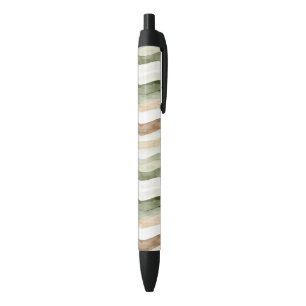 Groen Crème Beige Bruine Strepen Zwarte Inkt Pen
