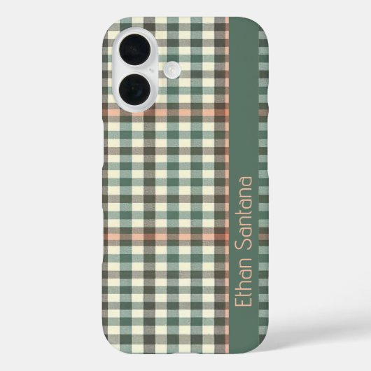 Groen & Crème Plakt Aangepaste Naam Case-Mate iPhone Case (Achterkant)