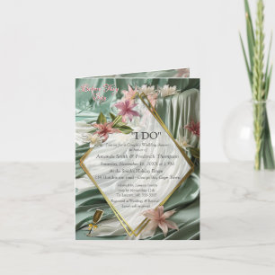 Groen, Crème, Zijden Drapes & Rozeachtige Bloemen