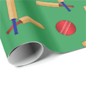groen cricketpatroon cadeaupapier (Rol Hoek)