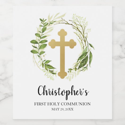 Groen Cross Wijnfles Etiket (Enkel label)