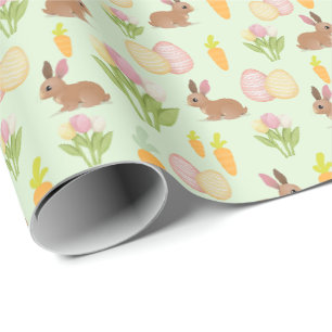 Groen Cute Pasen Konijn Cadeaupapier Wrap