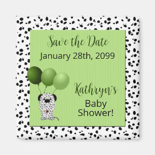 Groen Dalmatiaans Baby shower sparen de Datum Magneet