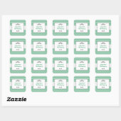 Groen Damask Pattern Afstuderen Vierkante Sticker (Vel)