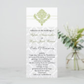 groen damast Trouwprogramma Programma (Staand voorkant)