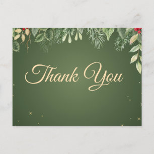 Groen Dank u Kerstmis briefkaart