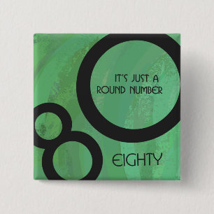 Groen Decennium 80th Birthday Vierkante Button 5,1 Cm