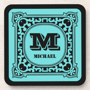  groen decoratief alfabet monogram bier onderzetter