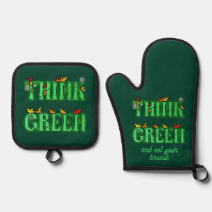 groen denken ovenwant & pannenlap set